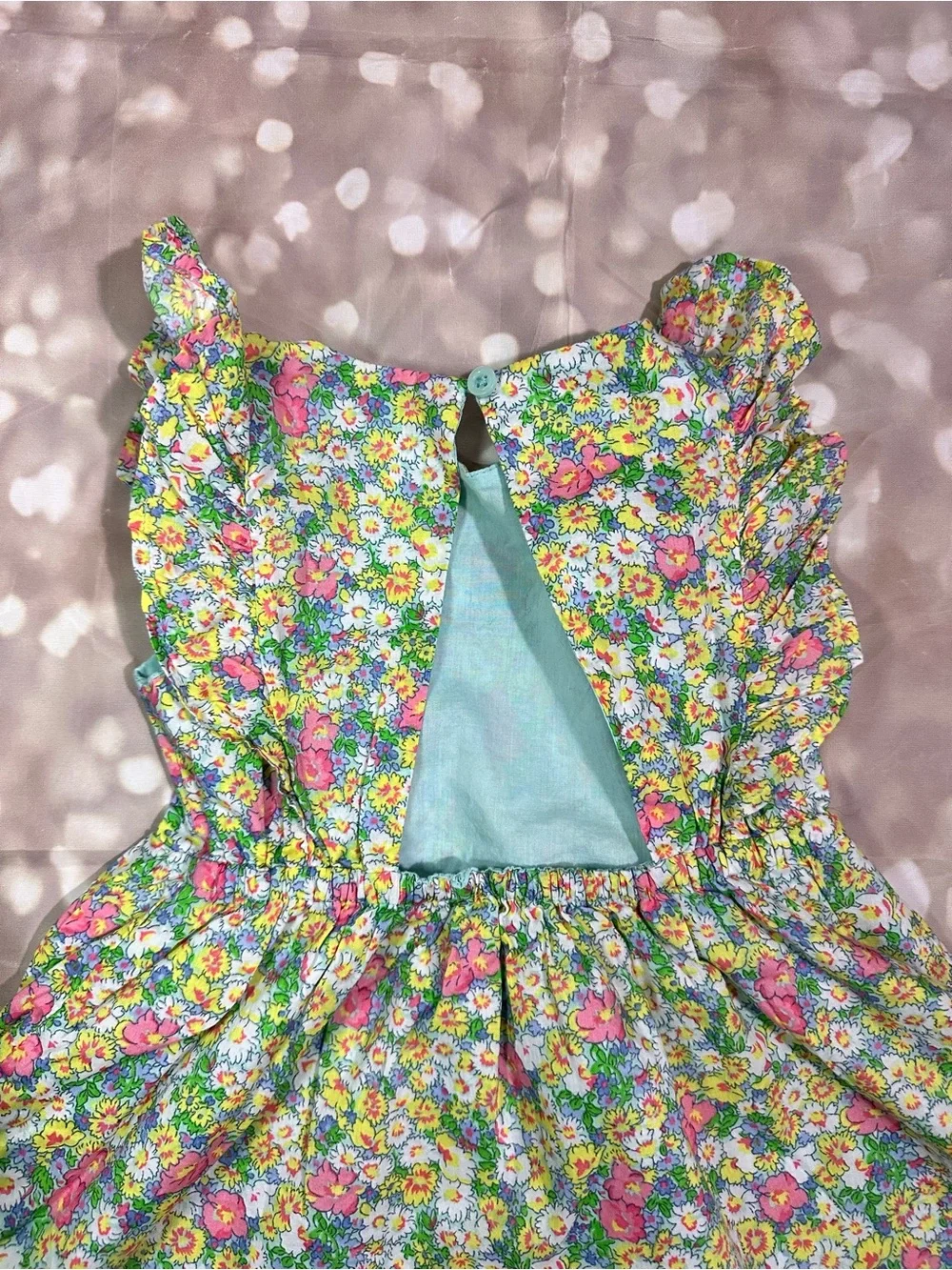GAP Floral Ruffle-Sleeve Dress - Pink, Yellow & Green